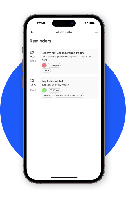 Never miss an important deadline again with the help of eDocuSafe app reminders
